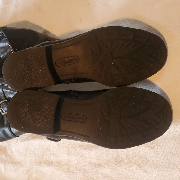 G.H. Bass Josie Black Knee-High Full Zip Sz. 8.5 Boots w Buckle W Calf Expander - Picture 11 of 12